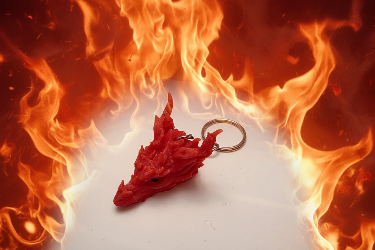 Red Dragon Head Keychain