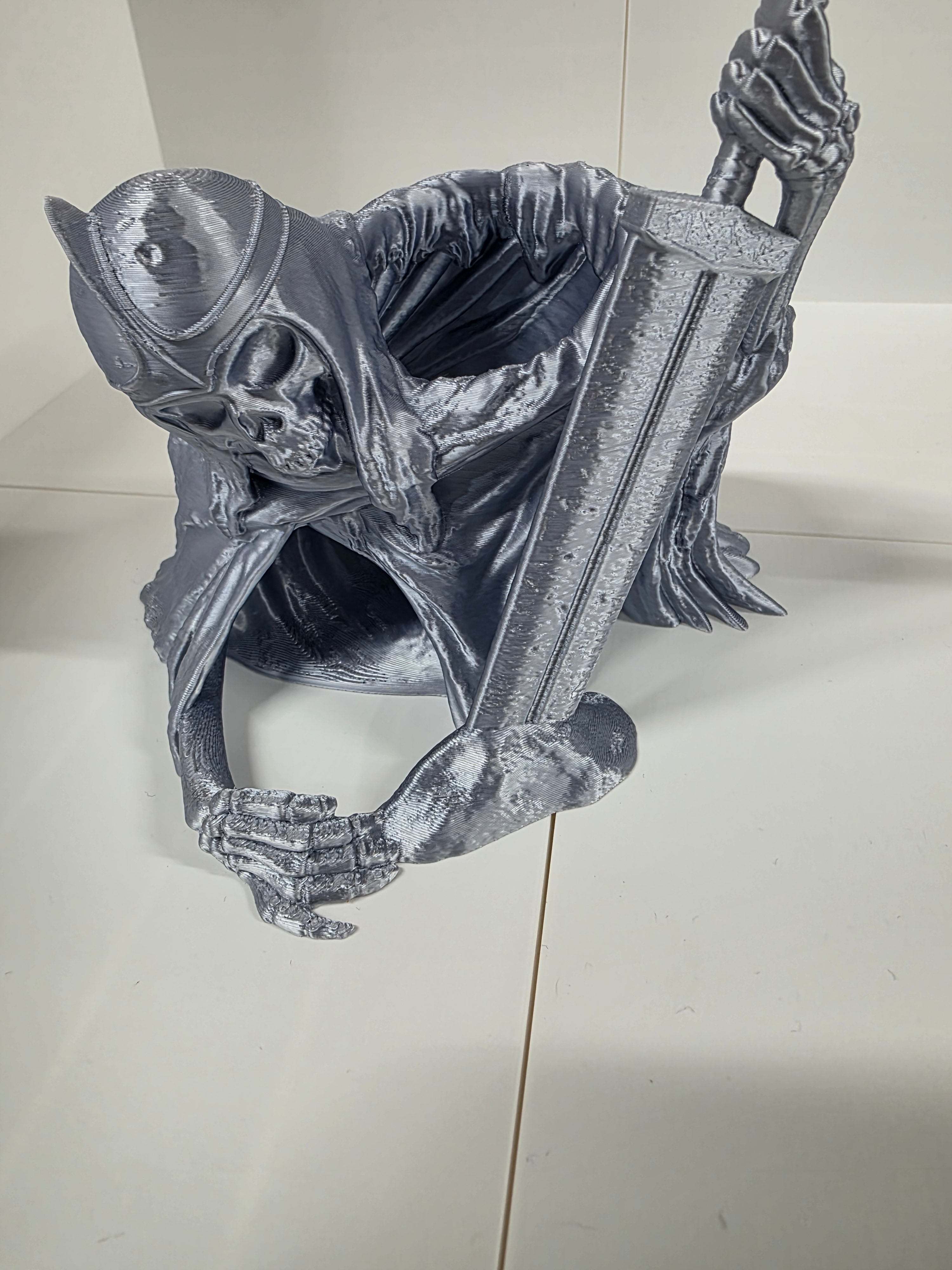 Silver skeleton knight dice tower